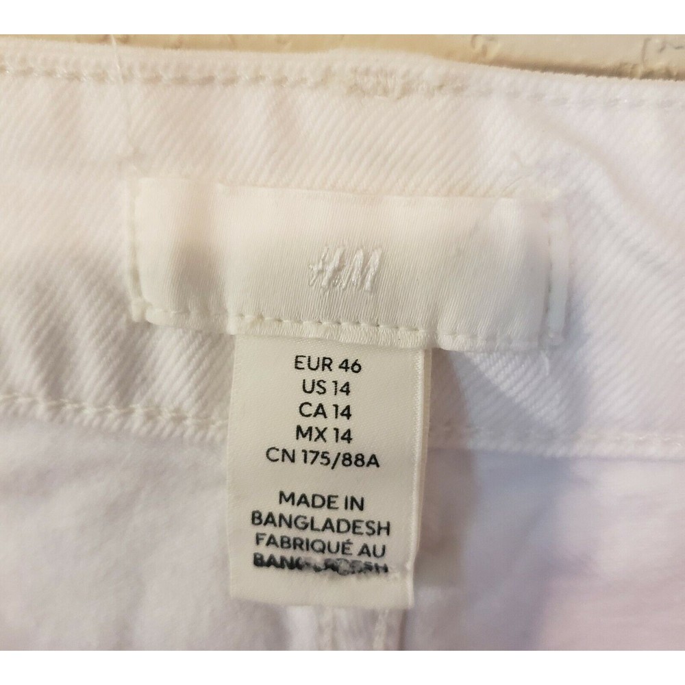 H&M High Waist Wide Leg Jeans, Sz 14 White - Picture 3 of 7